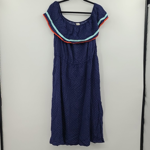 Maison jules off shoulder navy polka dot dress - Picture 3 of 6